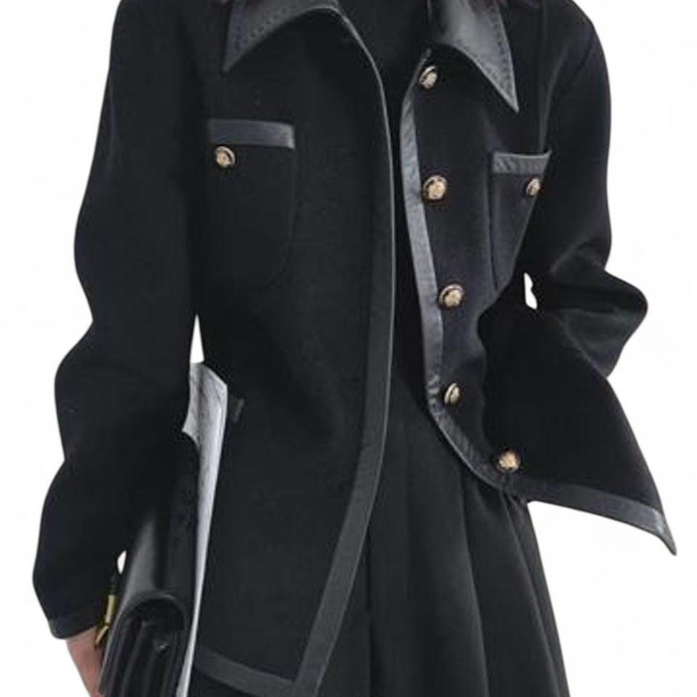 Oshoplive Suede Urban Split Joint Lapel Collar Black Jacket Sexy Tailored Coat